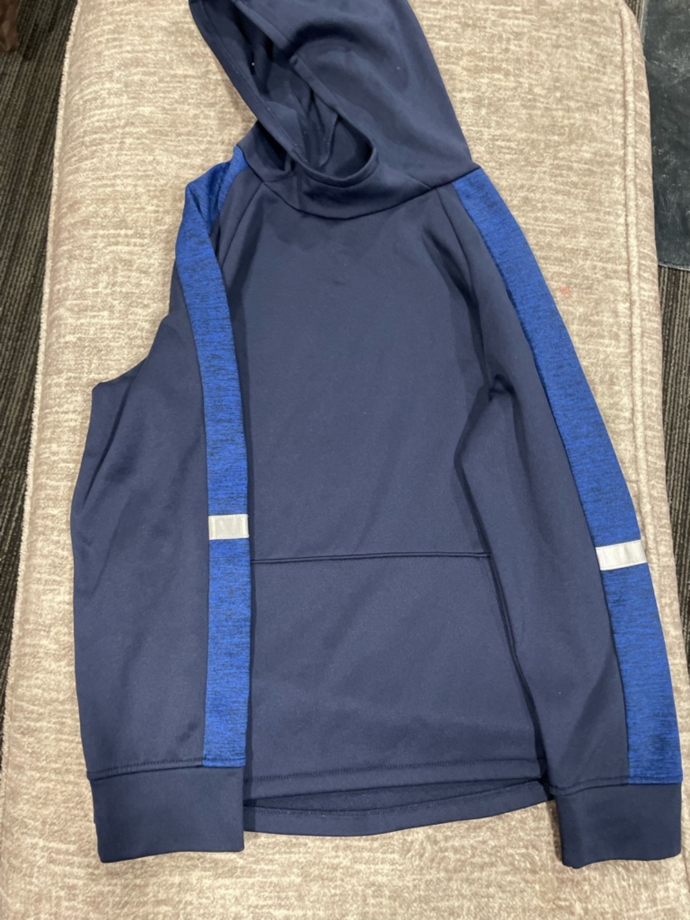Navy Hooded Pullover with Royal Blue Accents